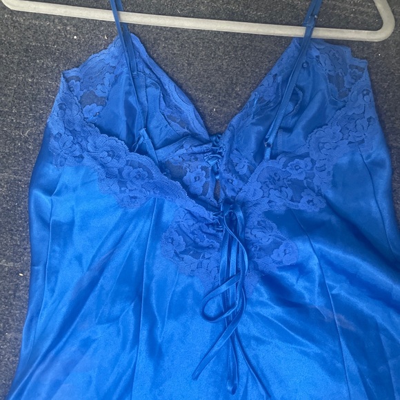 FREDERICK'S OF HOLLYWOOD BLUE DOUBLE SLIT OPEN FRONT BABYDOLL sz M/L - Picture 8 of 12